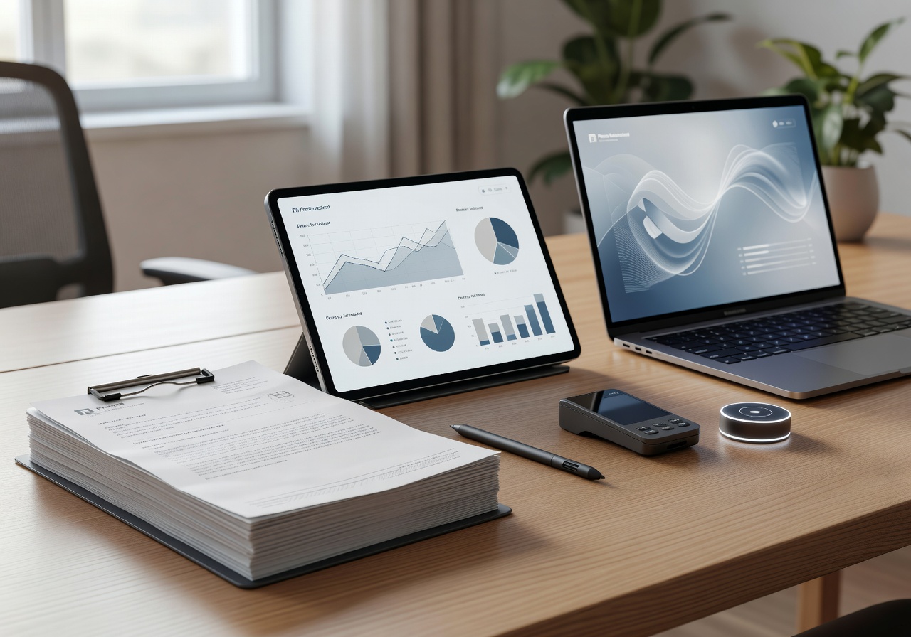 Insurance documentation and digital tools representing Prima Assicurazioni